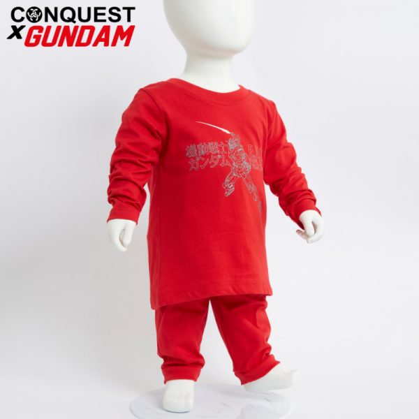 Baby T Shirt CONQUEST X GUNDAM BABY E.F.S.F RX-78-2 GUNDAM OUTLINE LONG SLEEVE PAJAMAS SET In Red Side View