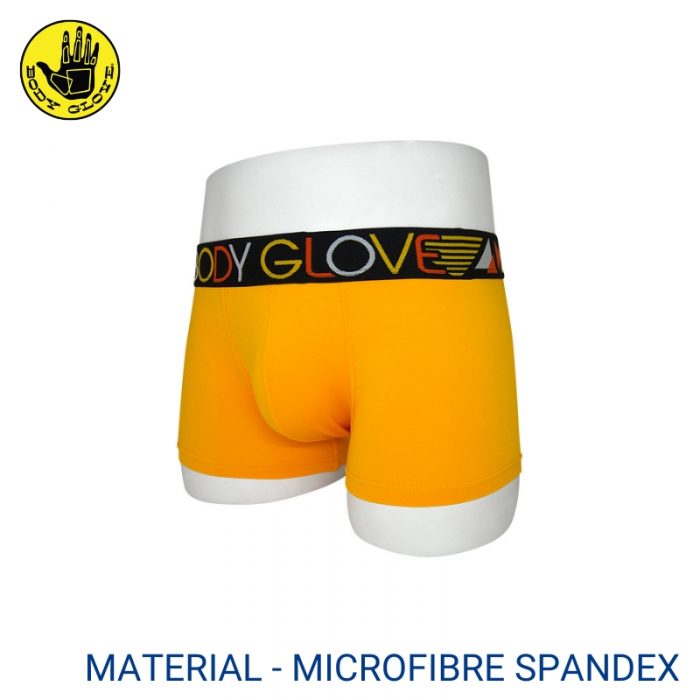 Mens Underwear Malaysia BODY GLOVE MEN MICROFIBRE SPANDEX BOXER TRUNK (2 pcs pack) Elastic Waistband Yellow Colour Side View