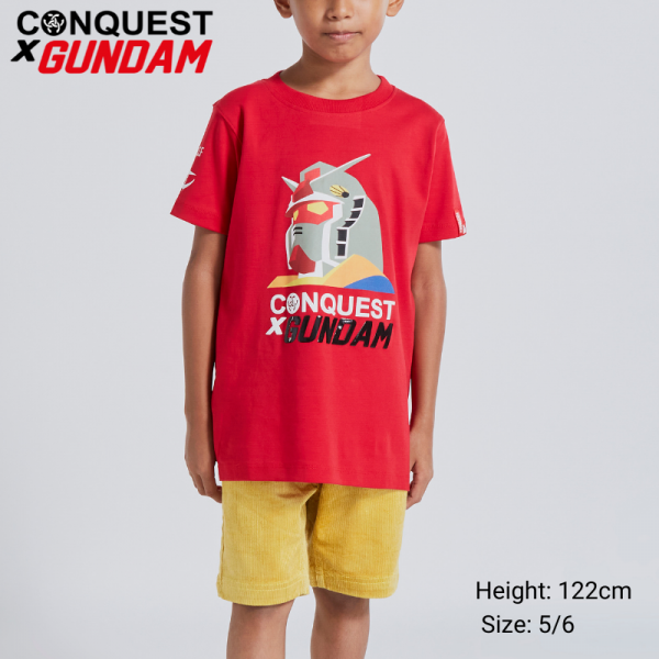 CONQUEST X GUNDAM ONLINE KIDS CLOTHES THE RX-78-2 GUNDAM HEAD TEE IN RED MALAYSIA