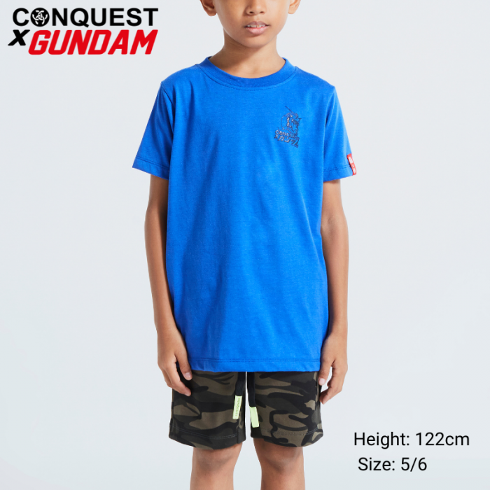 ONLINE CONQUEST X GUNDAM KIDS CLOTHES GUNDAM RX-78-2 LOGO TEE IN BLUE MALAYSIA