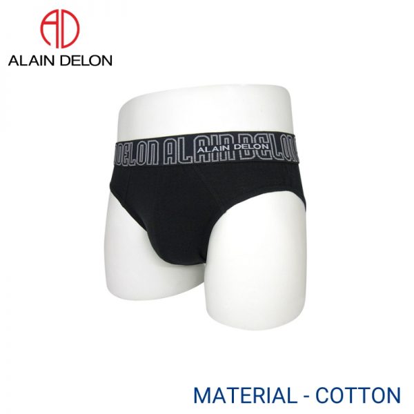 Mens Underwear Malaysia ALAIN DELON MEN COTTON MINI BRIEF EXTRA SIZE (3 pcs pack) Elastic Waistband Natural Stretch Black Colour Side View