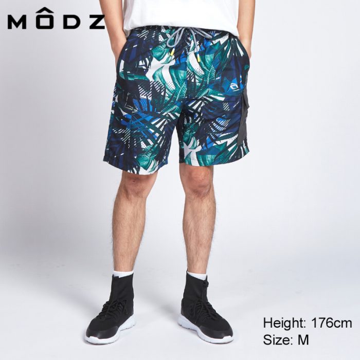 Short Pants For Men MODZ MEN TROPICAL SWIM TRUNK In Tropical Blue Front View