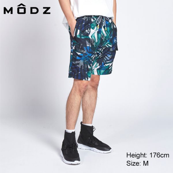 Short Pants For Men MODZ MEN TROPICAL SWIM TRUNK In Tropical Blue Side View