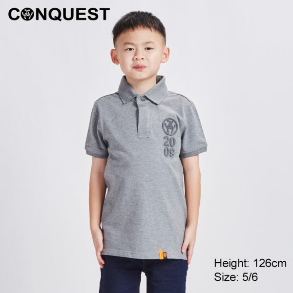 Kids Clothes Online Malaysia CONQUEST KIDS TOOTHBRUSH LOGO POLO TEE In Melange Front View