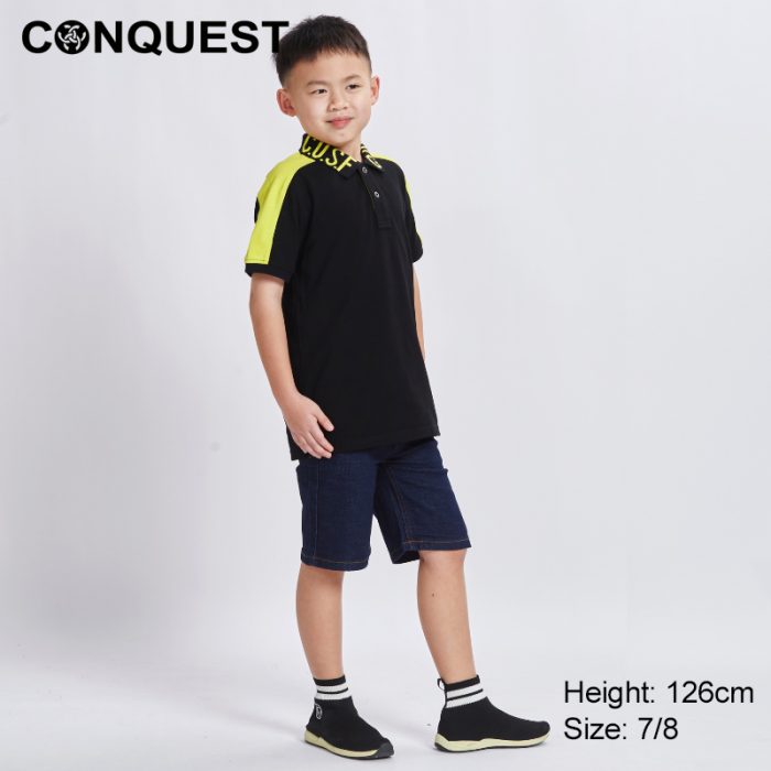 Kids Clothes Online Malaysia CONQUEST KIDS C.U.S.F POLO TEE In Black Front View