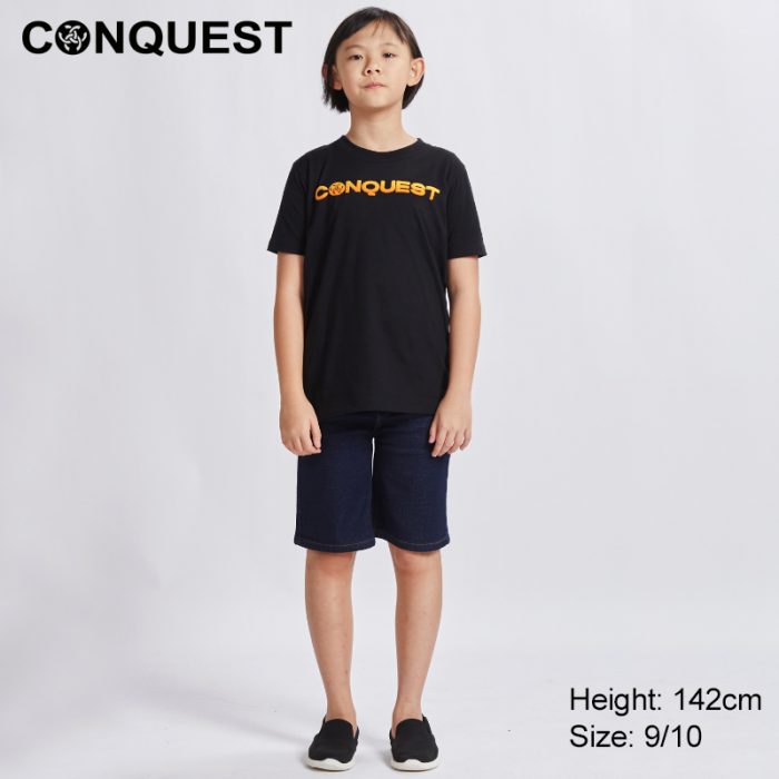 Kids Clothes Online Malaysia CONQUEST KIDS GRADIENT LOGO TEE In Black Front View