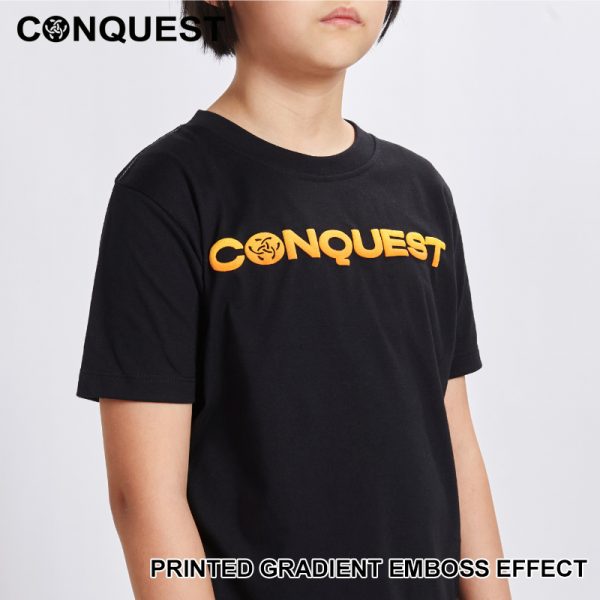 Kids Clothes Online Malaysia CONQUEST KIDS GRADIENT LOGO TEE In Black Printed Gradient Emboss Effect