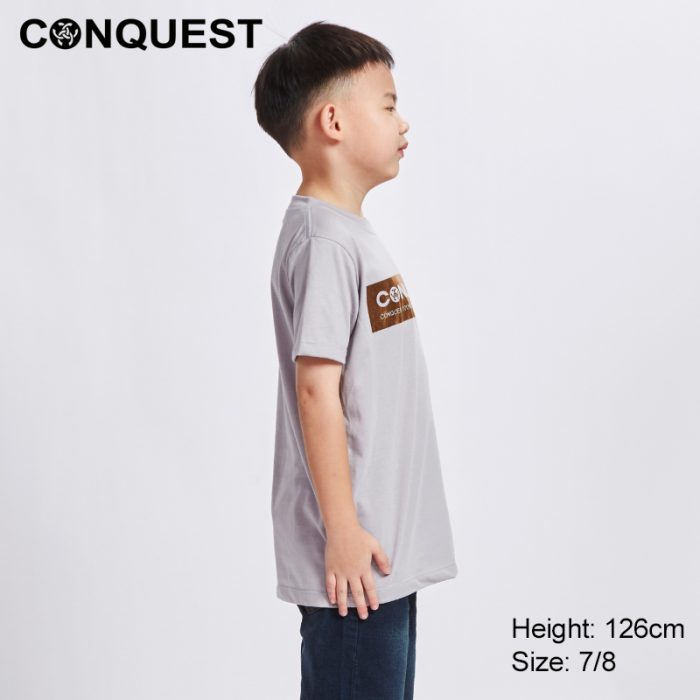 Kids Clothes Online Malaysia CONQUEST KIDS FOIL LOGO BOX GRAPHIC TEE In Khaki Side View