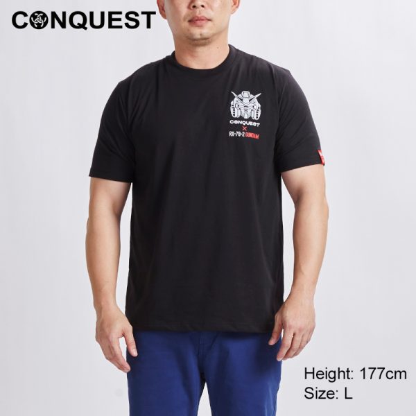 Men Shirt Malaysia CONQUEST X GUNDAM MEN RX-78-2 TEE In Black Front View