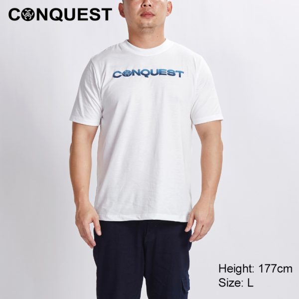 Men Shirt Malaysia CONQUEST MEN GRADIENT LOGO TEE In White Front View
