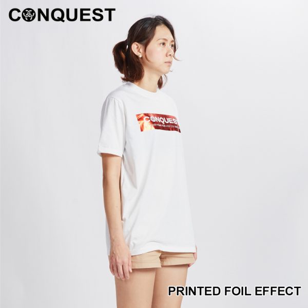 Men Shirt Malaysia CONQUEST MEN FOIL LOGO BOX GRAPHIC TEE In White Side View