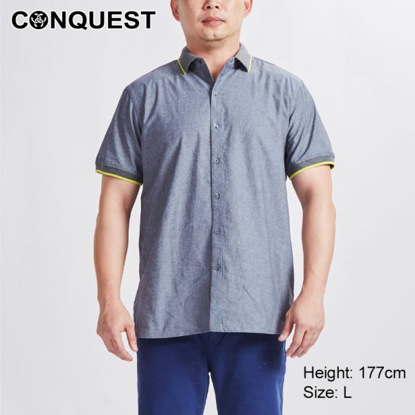 Men Shirt Malaysia CONQUEST MEN BASIC WOVEN SHIRT In Navy Front View