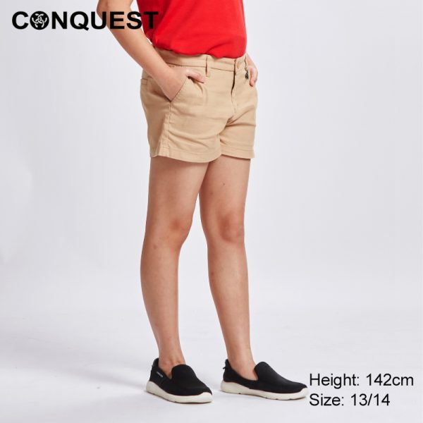 Conquest Pants CONQUEST KIDS TWILL EASY SHORT PANT Khaki Colour Right View