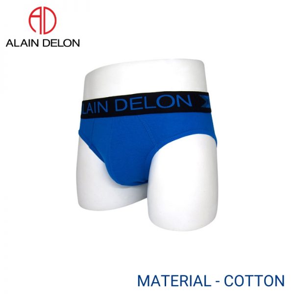 Mens Underwear Malaysia ALAIN DELON MEN COTTON MINI BRIEF EXTRA SIZE (3 pcs pack) Elastic Waistband Blue Colour Side View