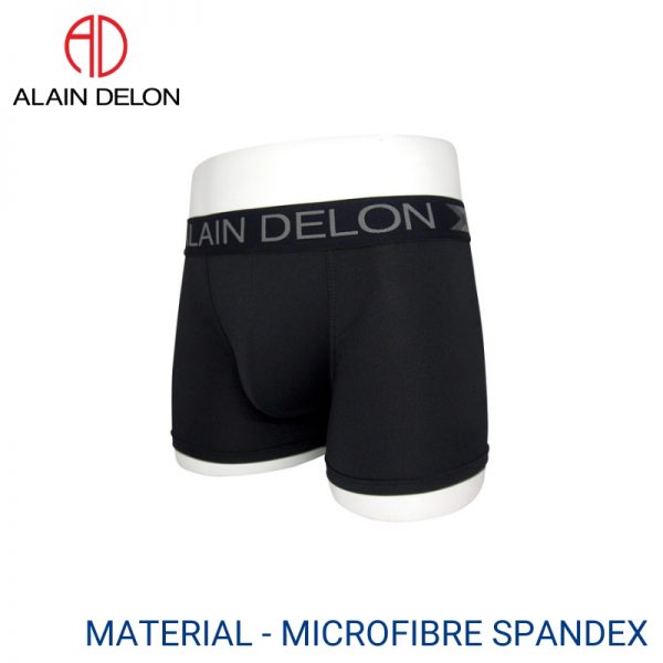 Mens Trunks Underwear Malaysia ALAIN DELON MEN MICROFIBRE SPANDEX TRUNK EXTRA SIZE (2 pcs pack) Elastic Waistband Black Colour Side View