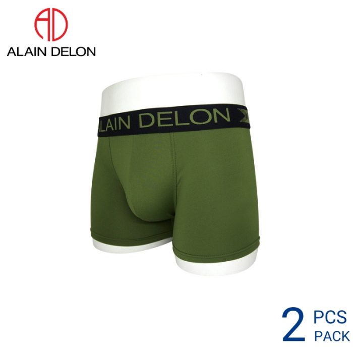 Mens Trunks Underwear Malaysia ALAIN DELON MEN MICROFIBRE SPANDEX TRUNK EXTRA SIZE (2 pcs pack) Elastic Waistband Green Colour Side View
