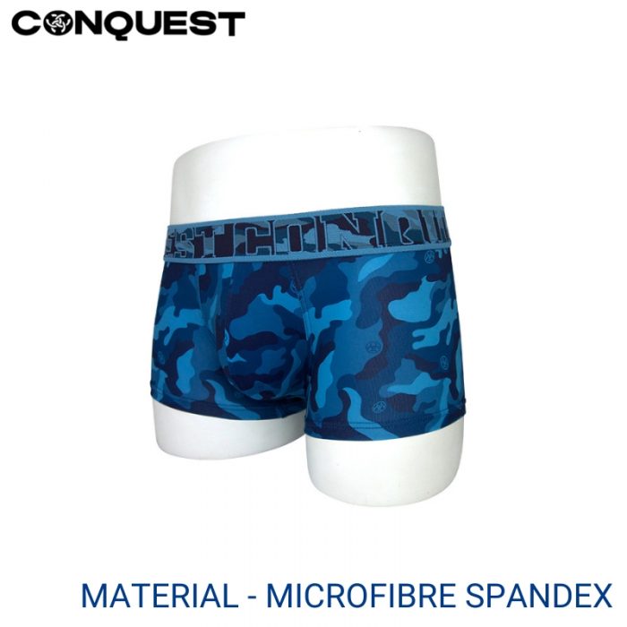 CONQUEST MEN UNDERWEAR MICROFIBRE SPANDEX CAMOUFLAGE SHORTY IN BLUE COLOUR (2 PCS PACK)