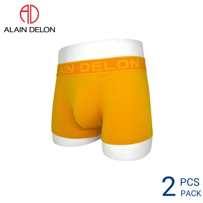 Mens Trunk Underwear Malaysia ALAIN DELON MEN MICROFIBRE SPANDEX SHORTY EXTRA SIZE (2 pcs pack) Elastic Waistband Yellow Colour Side View