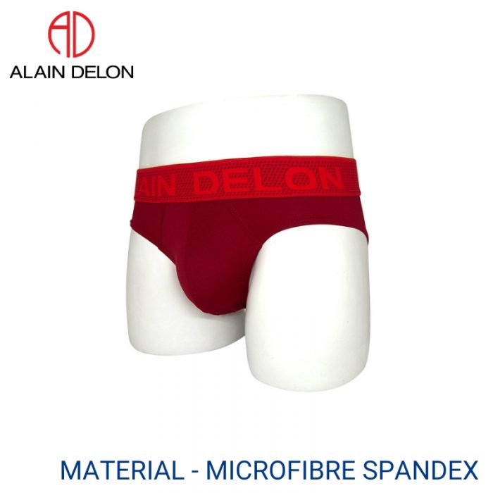Mens Underwear Malaysia ALAIN DELON MEN MICROFIBRE SPANDEX MINI EXTRA SIZE (3 pcs pack) Elastic Waistband Red Colour Side View