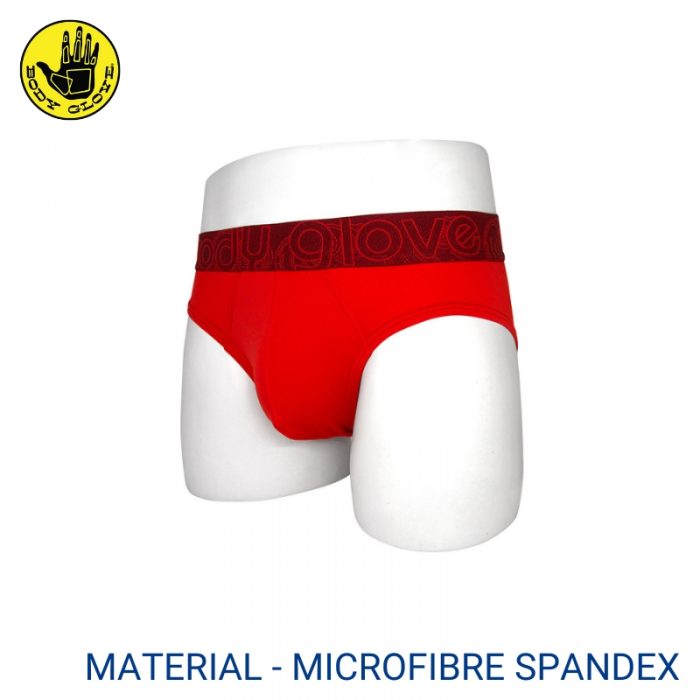 Mens Trunks Underwear Malaysia BODY GLOVE MEN MICROFIBRE SPANDEX MINI BRIEF (3 pcs pack) Elastic Waistband Red Colour Side View