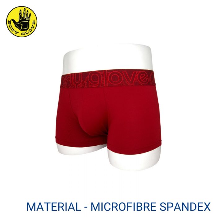 Mens Boxer Trunks Underwear Malaysia BODY GLOVE MEN MICROFIBRE SPANDEX TRUNK (2 pcs pack) Elastic Waistband Red Colour Side View