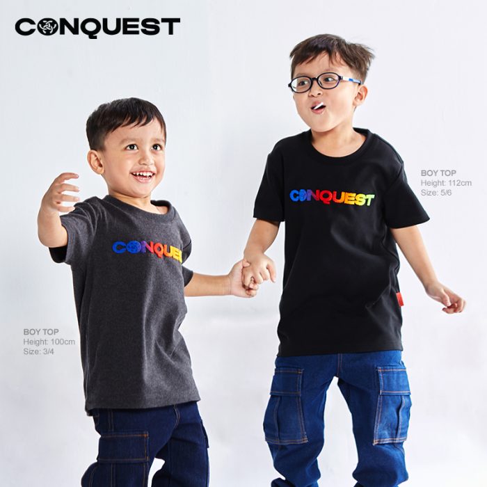 ONLINE CONQUEST KIDS CLOTHES LIMITED PREMIUM GRADATION TOOTHBRUSH EMBROIDERY LOGO TEE MALAYSIA