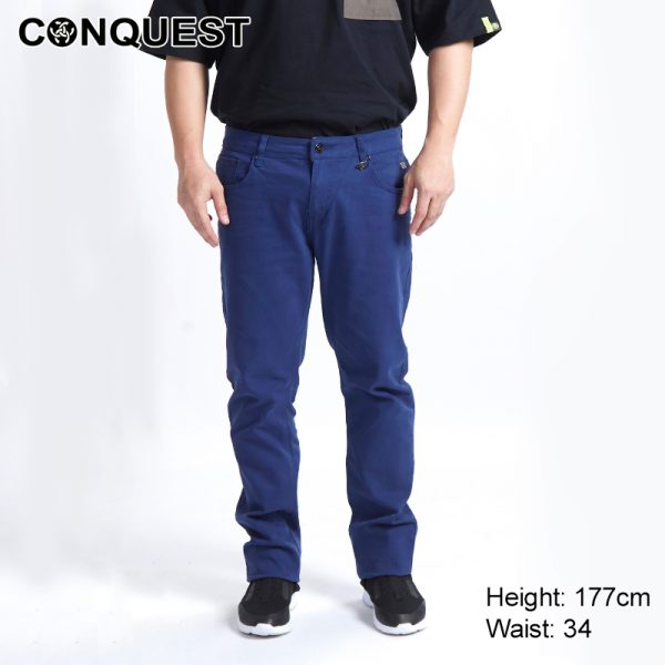 CONQUEST MEN BASIC 5 POCKET COLOR LONG PANTS for Men in Blue Colour Front View