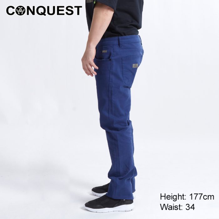 CONQUEST MEN BASIC 5 POCKET COLOR LONG PANTS for Men in Blue Colour Left View