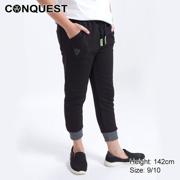 Conquest Pants CONQUEST KIDS LIMITED PREMIUM BASIC JOGGER PANT Black Colour Side View