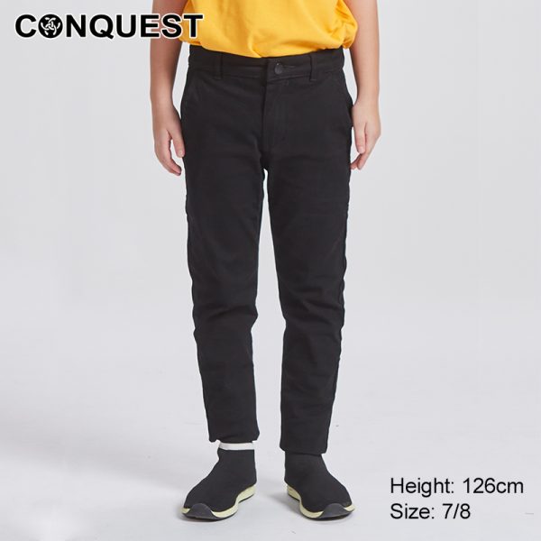 Conquest Pants CONQUEST KIDS BASIC SKINNY LONG PANT Black Colour Front View