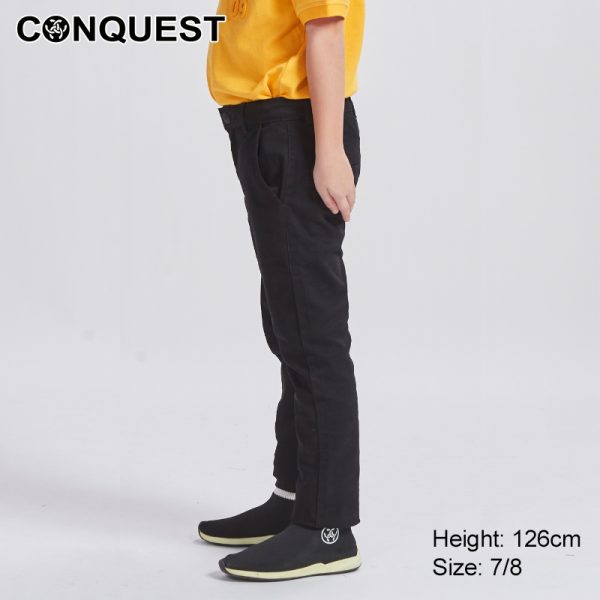 Conquest Pants CONQUEST KIDS BASIC SKINNY LONG PANT Black Colour Left View