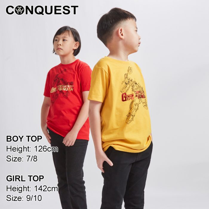 CONQUEST X GUNDAM KIDS CLOTHES ZAKU OUTLINE TEE ONLINE IN RED AND YELLOW MALAYSIA