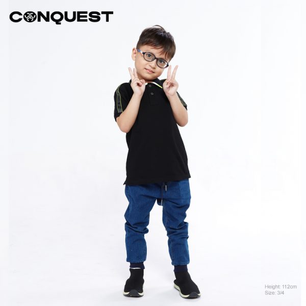 ONLINE CONQUEST KIDS CLOTHES CONQUEST-09 TAPE POLO TEE WITH KID POSING MALAYSIA