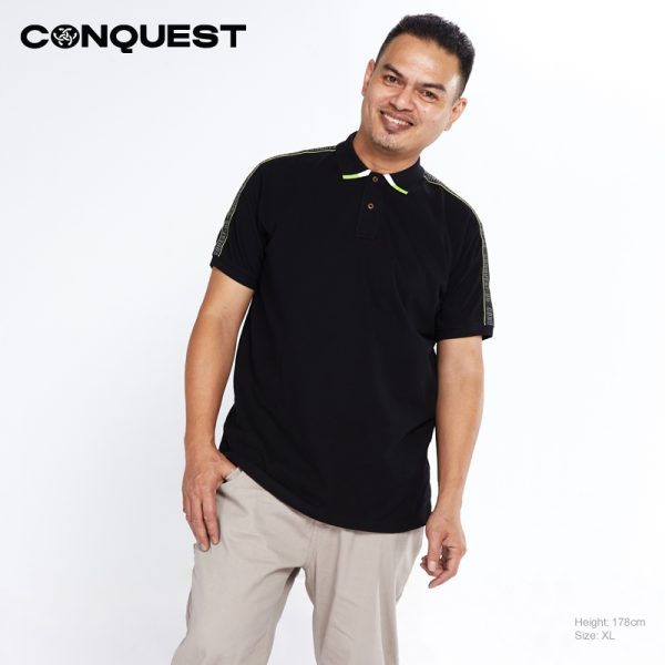 CONQUEST MEN CONQUEST-09 TAPE POLO Shirts for men in Black Front View