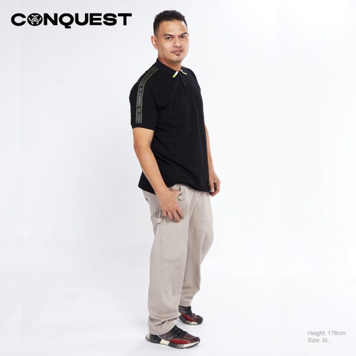 CONQUEST MEN CONQUEST-09 TAPE POLO Shirts for men in Black