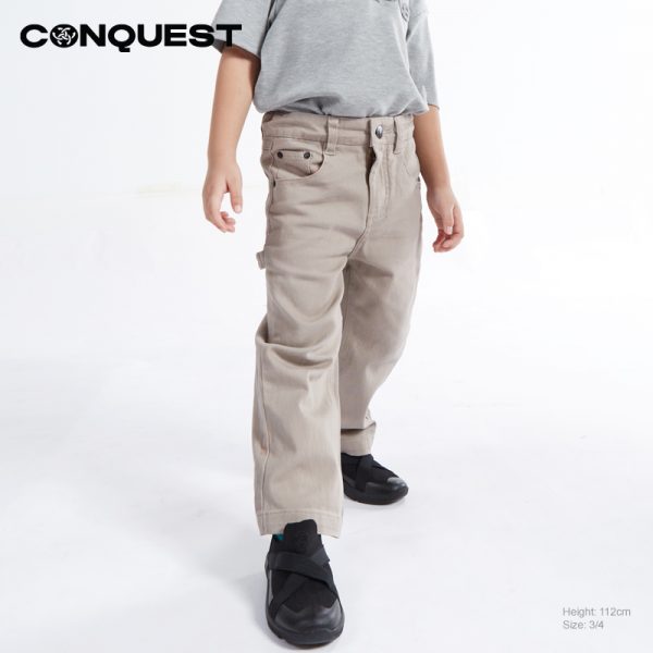 Conquest Pants CONQUEST KIDS HAMMER-LOOP TWILL PANT Khaki Colour Close Up View