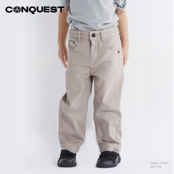 Conquest Pants CONQUEST KIDS HAMMER-LOOP TWILL PANT Khaki Colour Front View