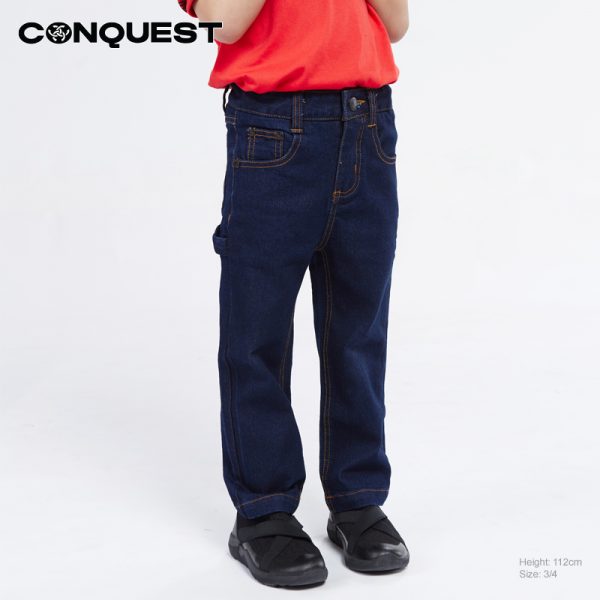 Conquest Pants CONQUEST KIDS HAMMER-LOOP LONG JEANS Dark Indigo Front View