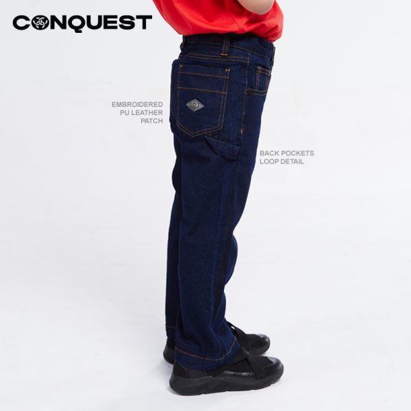 Conquest Pants CONQUEST KIDS HAMMER-LOOP LONG JEANS Dark Indigo Side View