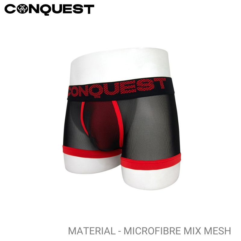 CONQUEST MEN UNDERWEAR MICROFIBRE MIX MESH IN RED (1 pc pack)