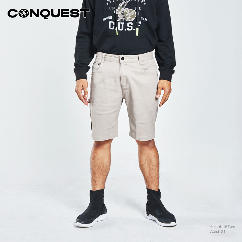 CONQUEST HAMMER-LOOP TWILL MEN SHORT PANT IN KHAKI FRONT VIEW