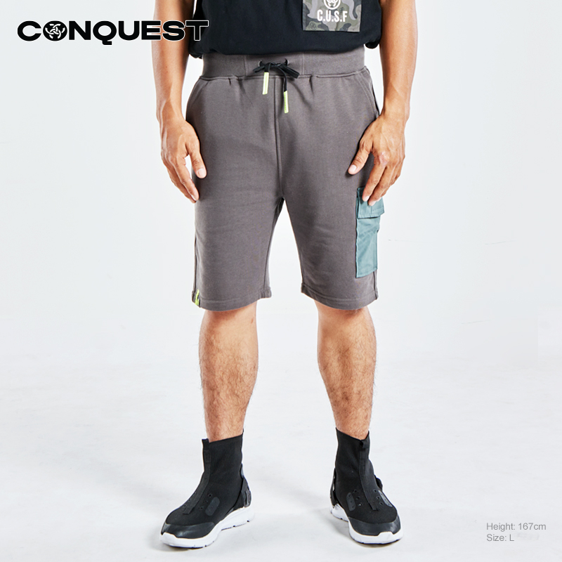CONQUEST LIMITED PREMIUM CONTRAST COLOR SIDE POCKET MEN SHORT PANT IN A.GREEN FRONT VIEW