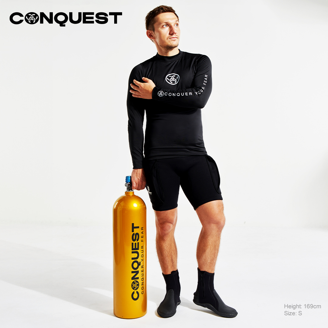 CONQUEST MEN CONQUER YOUR FEAR RASHGUARD SLIM FIT TEE_2 FRONT VIEW