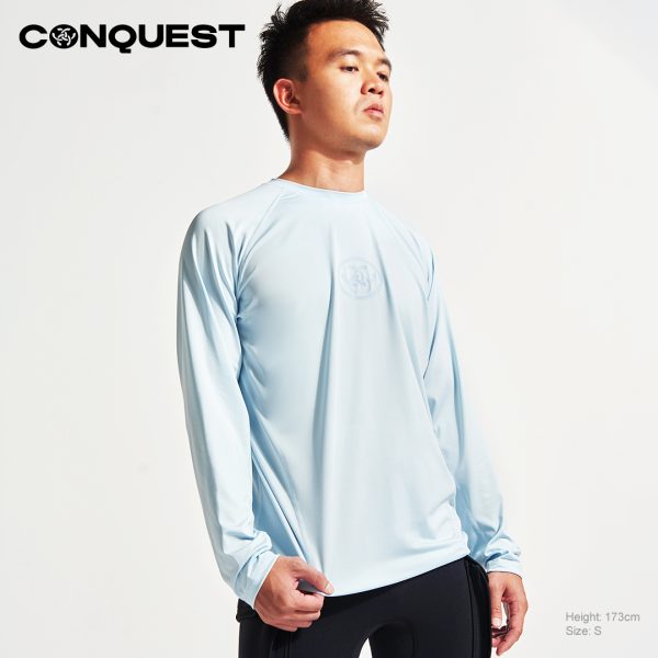 CONQUEST MEN CONQUER YOUR FEAR RASHGUARD LOOSE FIT IN SKYLIGHT BLUE COLOUR