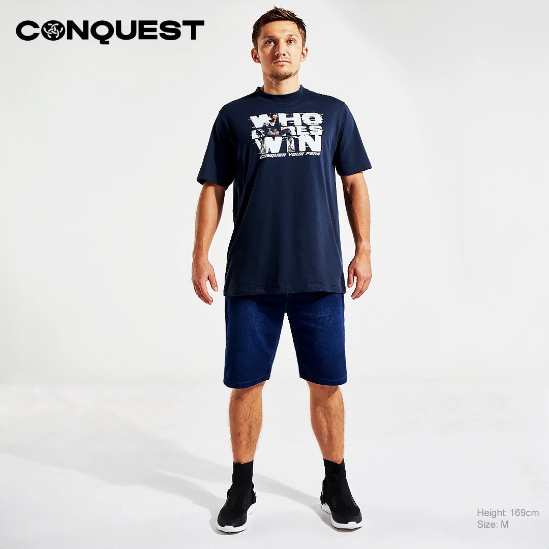 CONQUEST MEN WHO DARES WINS TEE SHIRT IN NAVY COLOUR