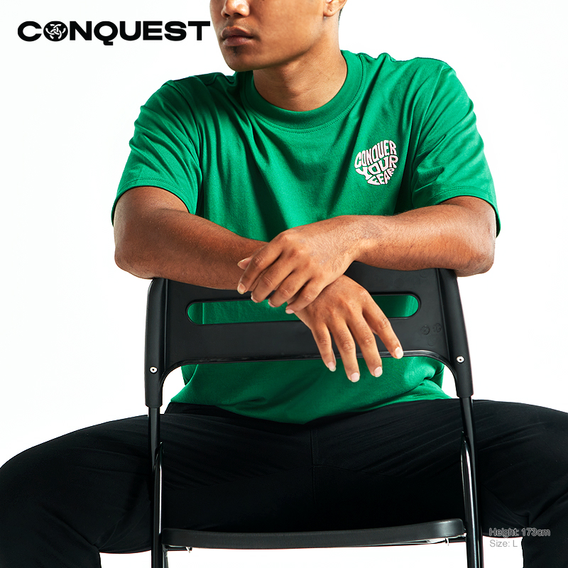 CONQUEST MEN CONQUER YOUR FEAR TEE SHIRT IN GREEN