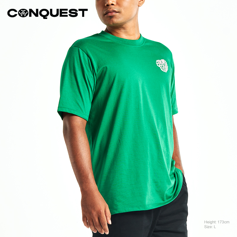 CONQUEST MEN CONQUER YOUR FEAR TEE SHIRT IN GREEN SIDE VIEW