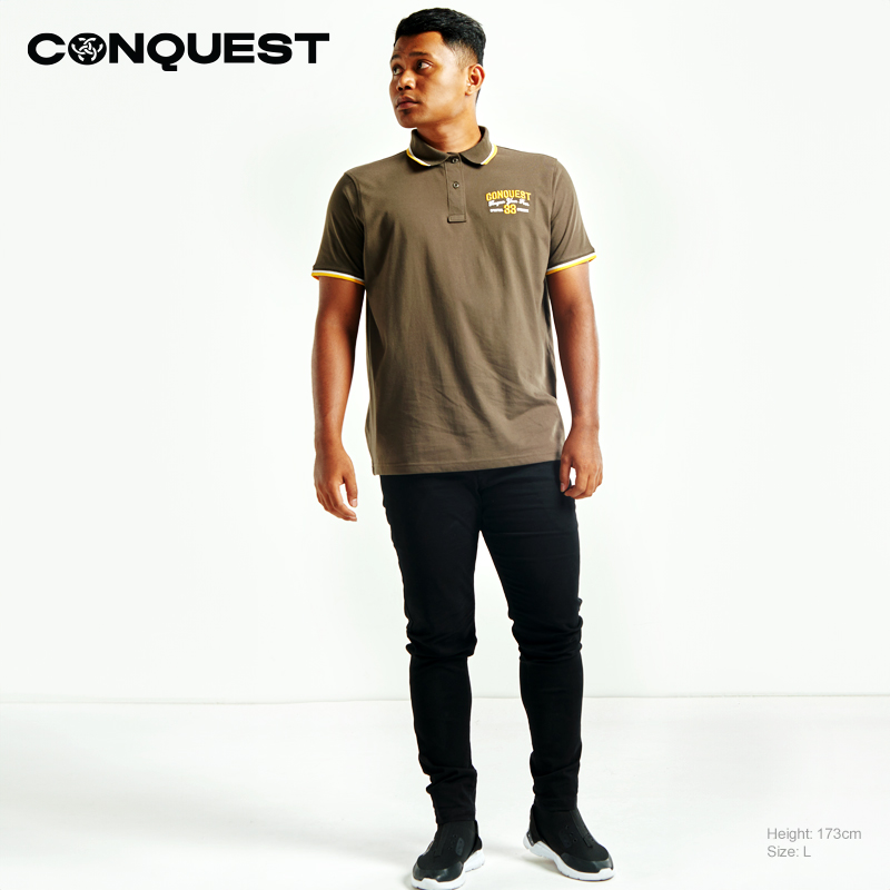 CONQUEST MEN SPIRITUAL 33 GUIDANCE POLO TEE SHIRT IN GREEN FRONT VIEW