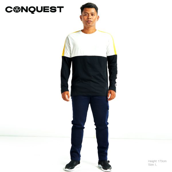 CONQUEST RACING 09 MEN'S LONG SLEEVE T SHIRT IN BLACK FRONT VIEW