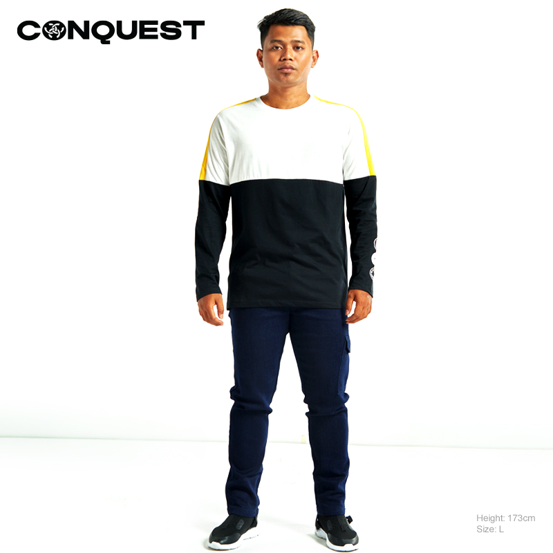 CONQUEST RACING 09 MEN'S LONG SLEEVE T SHIRT IN BLACK FRONT VIEW